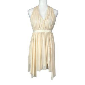 ASOS Cream Sleeveless V Neck Drapes Chiffon Halter Mini Party Dress size 2